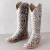 R. Watson Black And White Back Cut Python Boots -Western Cowboy Equipment Shop RWL7200