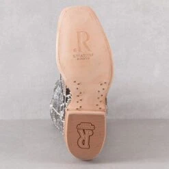 R. Watson Black And White Back Cut Python Boots -Western Cowboy Equipment Shop RWL7200 sole