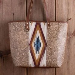 Tooled Aztec Tote Bag