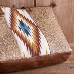 Tooled Aztec Tote Bag 9 Tooled Aztec Tote Bag -Western Cowboy Equipment Shop S6870 detail A