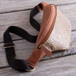 Brown Tooled Fanny Pack -Western Cowboy Equipment Shop S7103 side A