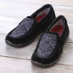 Twisted X Ladies Black And Grey Aztec Slip On Mocs