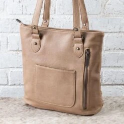 Wrangler Tan Stitch Accent Concealed Carry Tote -Western Cowboy Equipment Shop WG228461 back