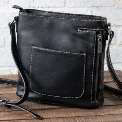 Wrangler Black Stitched Concealed Carry Crossbody -Western Cowboy Equipment Shop WG229361 back