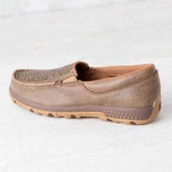 Twisted X Brown Floral Tooled Slip On Moccasins -Western Cowboy Equipment Shop WXC0013 side