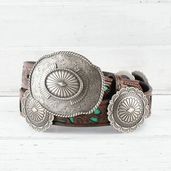 Ariat Turquoise Underlay Concho Belt 3 Ariat Turquoise Underlay Concho Belt