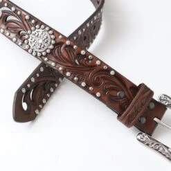 Ariat Brown Concho Studded Belt -Western Cowboy Equipment Shop a1518602 alt2