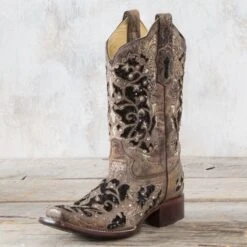 Corral Brown And Black Glitter Inlay Boots 9 Corral Brown And Black Glitter Inlay Boots -Western Cowboy Equipment Shop a3648 s