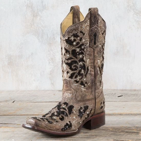 Corral Brown And Black Glitter Inlay Boots 6 Corral Brown And Black Glitter Inlay Boots - Image 4