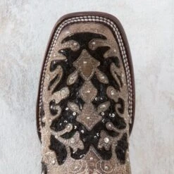 Corral Brown And Black Glitter Inlay Boots 8 Corral Brown And Black Glitter Inlay Boots -Western Cowboy Equipment Shop a3648 t
