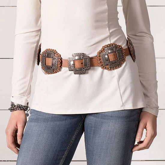 ROPER Tan Concho Belt 4 ROPER Tan Concho Belt - Image 2