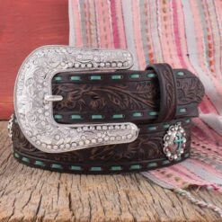 Nocona Marlow Turquoise Stitched Belt